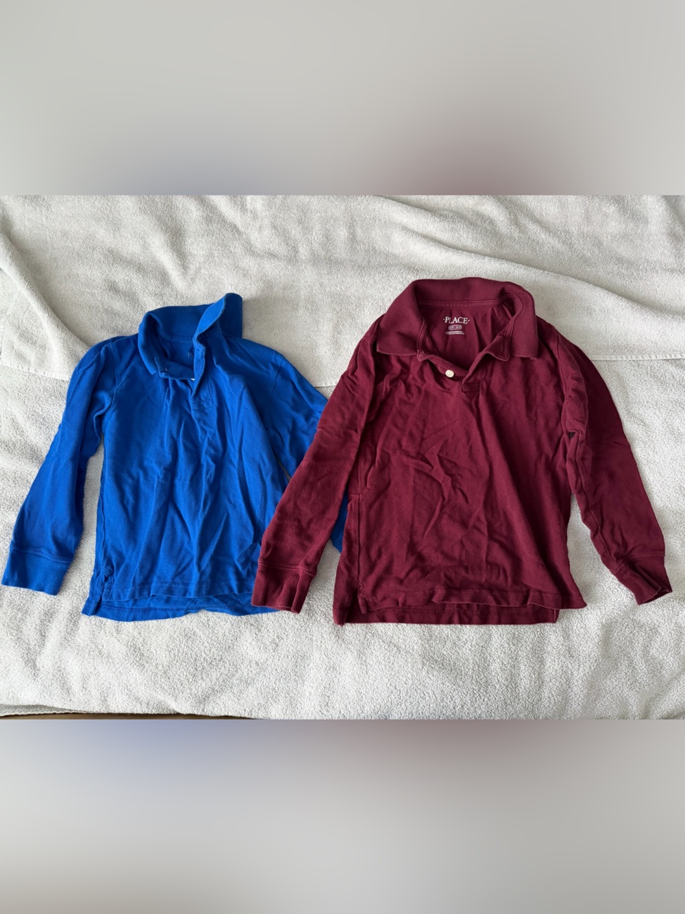 The Children's Place Long-Sleeve Polo Tops in Royal Blue and Burgundy